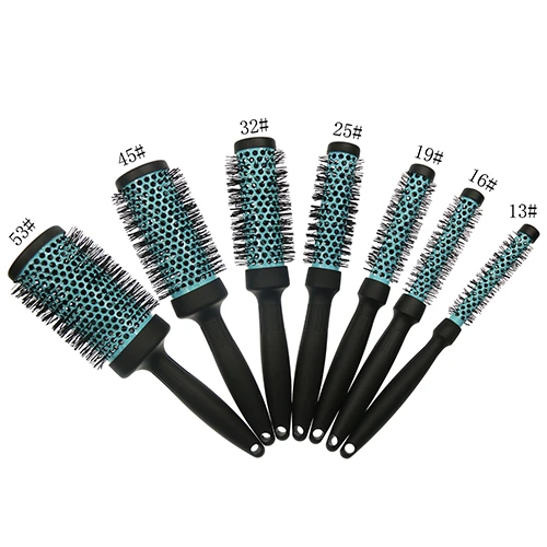 Blue boar bristle ceramic hairbrush