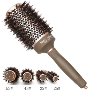 Brown boar bristle ceramic hairbrush