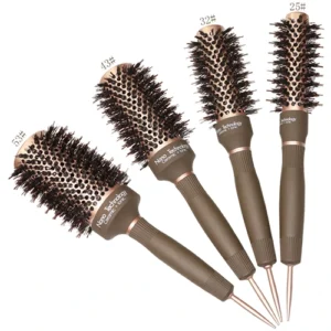 Brown boar bristle ceramic hairbrush