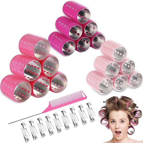 Rose red aluminum core hair roller